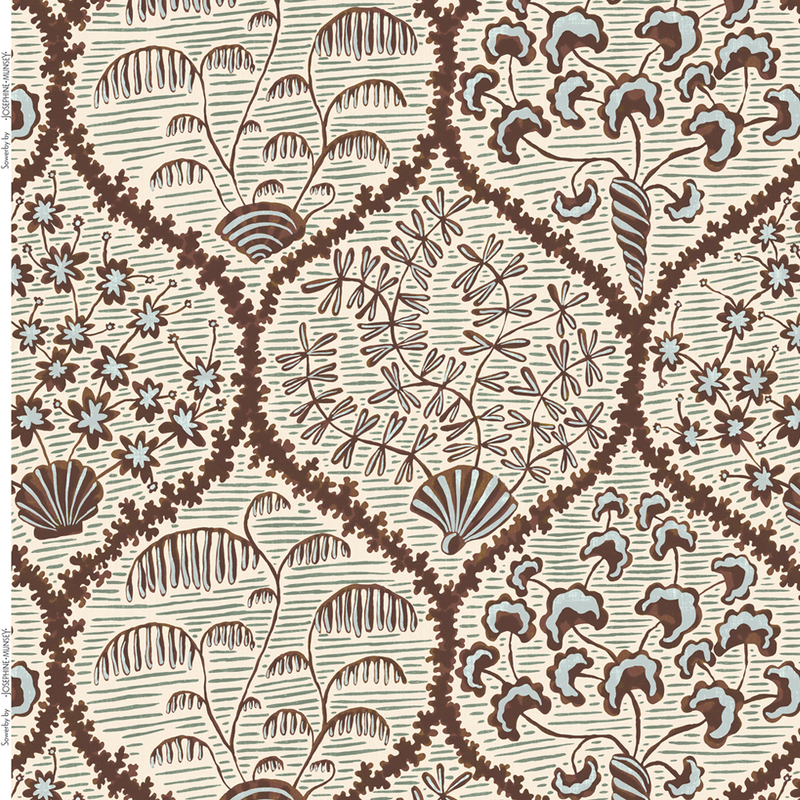 Sowerby Heavy Linen Fabric - Brown and Blue