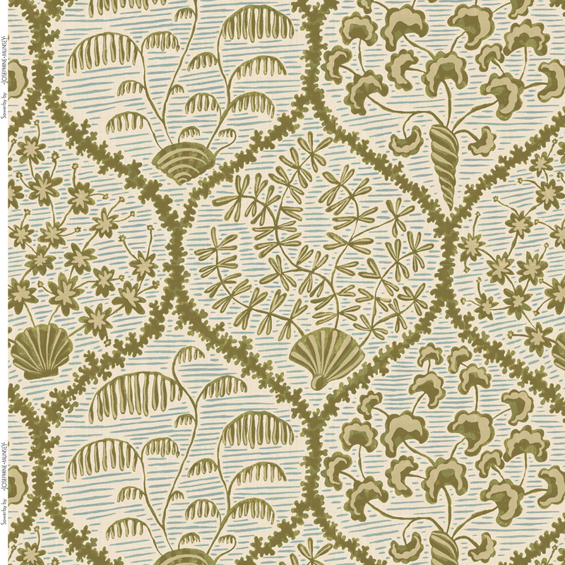 Sowerby Heavy Linen Fabric  - Olive and Brown