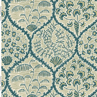 Sowerby Heavy Linen Fabric - Dark Blue and Green