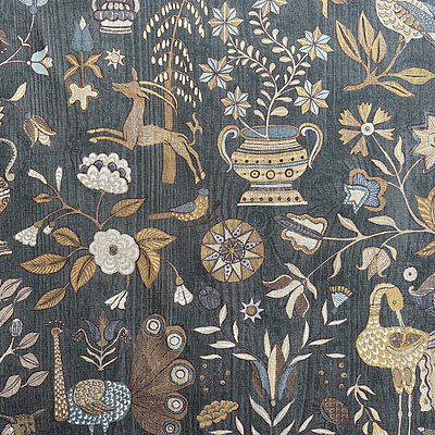 Fable Garden - Olive and Black - Heavy Linen Fable Garden - Olive and Black - Heavy Linen