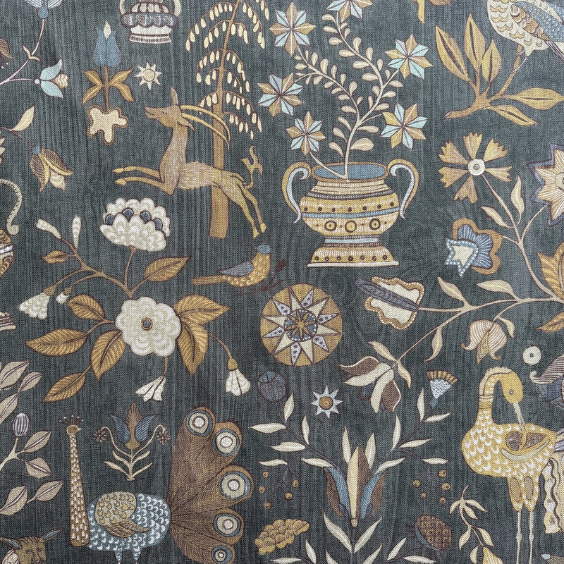 Fable Garden - Olive and Black - Heavy Linen Fable Garden - Olive and Black - Heavy Linen