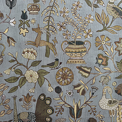 Fable Garden - Mid Blue - Heavy Linen