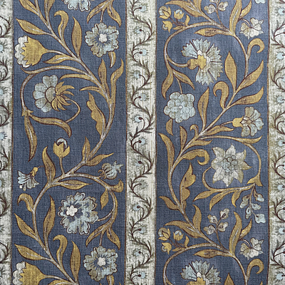 Potter Stripe - Blue and Olive - Heavy Linen Potter Stripe - Blue and Olive - Heavy Linen