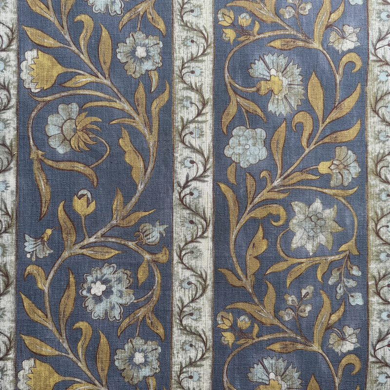 Potter Stripe - Blue and Olive - Heavy Linen Potter Stripe - Blue and Olive - Heavy Linen