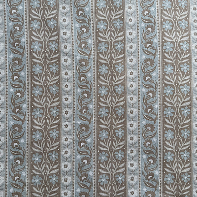 Arber Stripe - Stone and Aqua - Heavy Linen