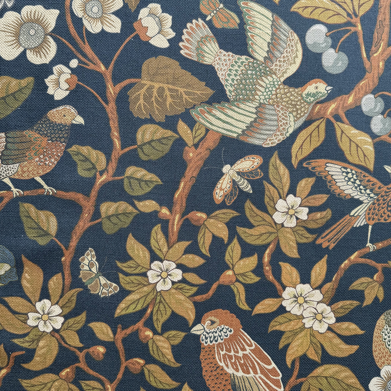 Noise Next Door - Blue and Olive - Cotton Heavy Linen Natural