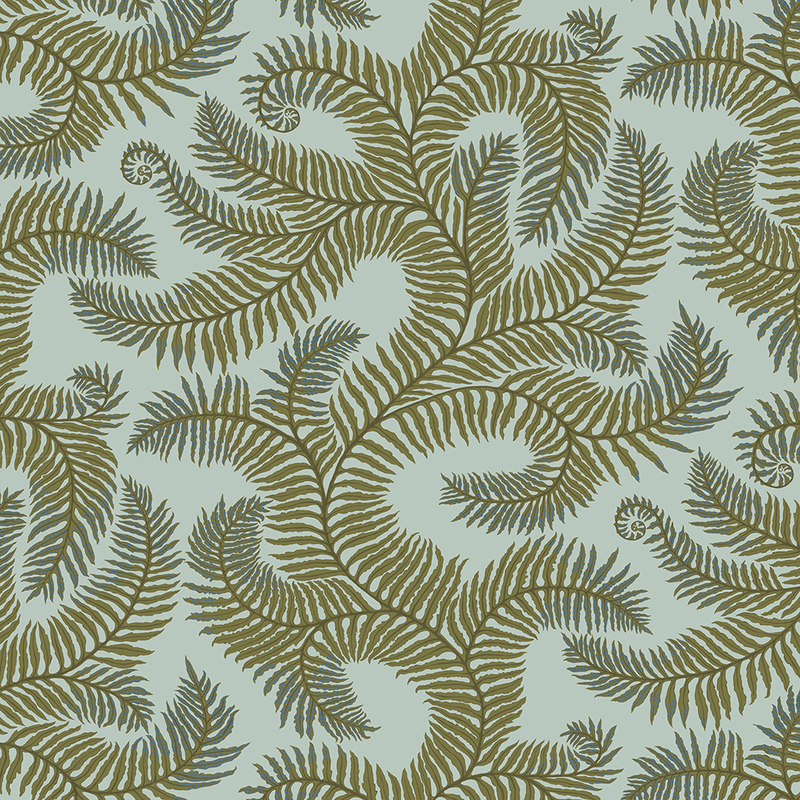 Bombe's Fernery - Olive and Celadon - Wallpaper