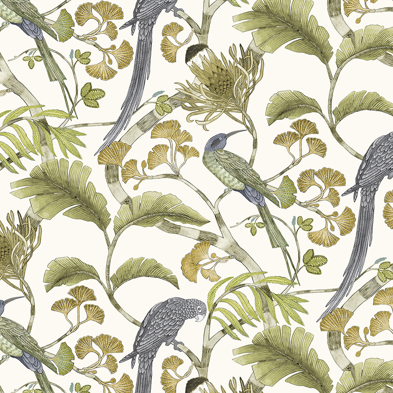 Living Branches Wallpaper - Hilles White and Greens