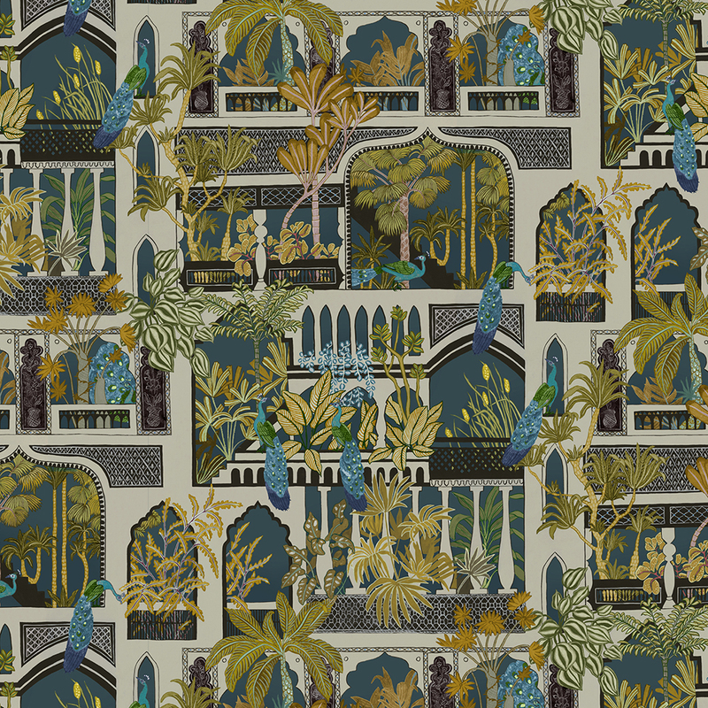 Peacock Arches Wallpaper - Dark Teal