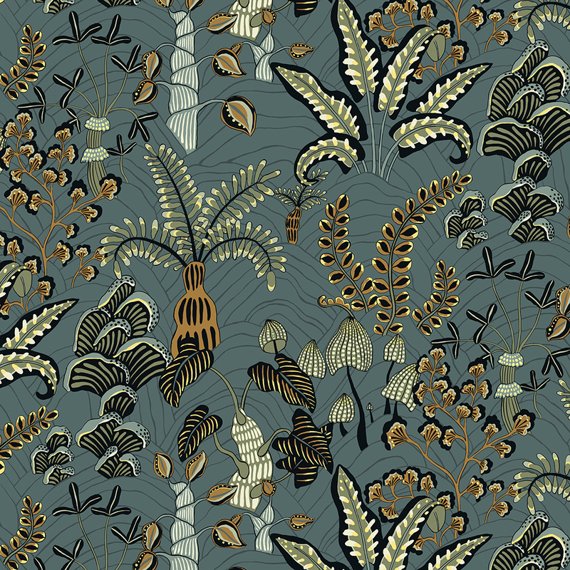 Woodland Floor Wallpaper - Petrol and Sage