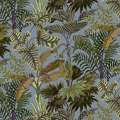Palm Grove Wallpaper - Dusk and Verdigris Palm Grove Wallpaper - Dusk and Verdigris