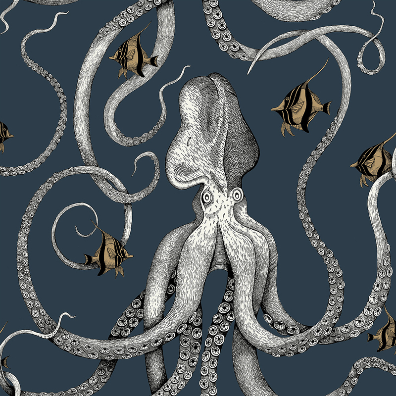 Octopoda Grand Wallpaper - Deep Sea Blue