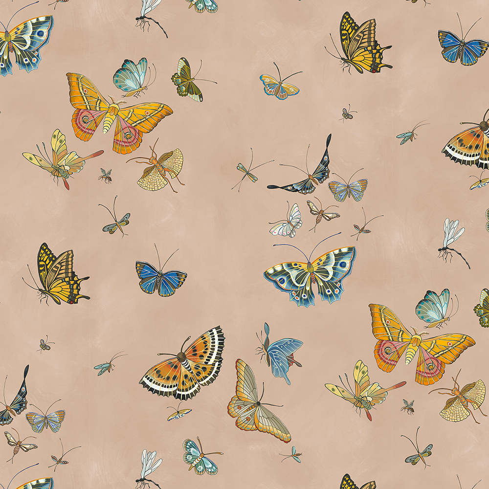 Butterflies - Plaster Pink - Wallpaper
