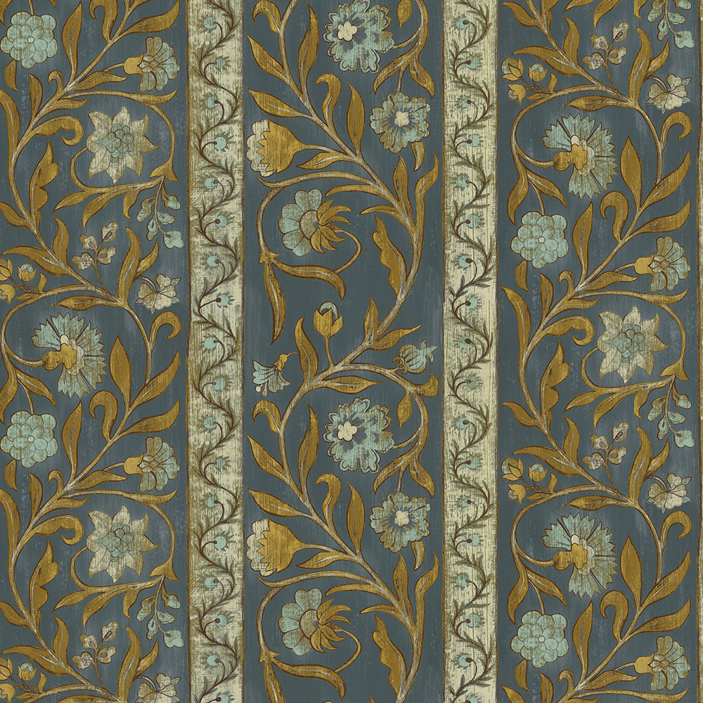 Potter Stripe - Blue and Olive - Wallpaper