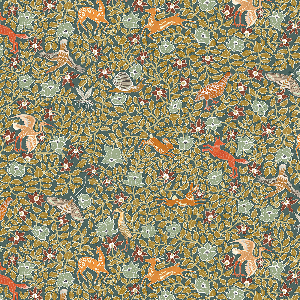 Haresfield Walk - Petrol - Wallpaper