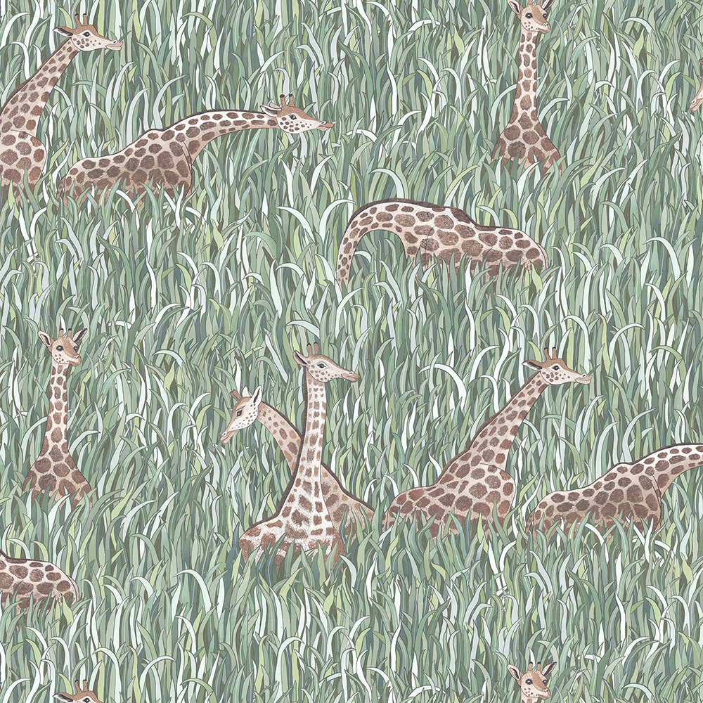 Giraffes - Aqua - Wallpaper
