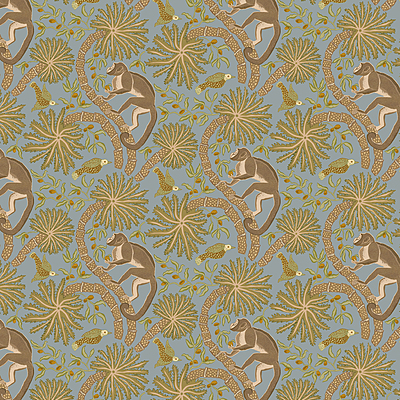 Simia - Blue and Olive - Wallpaper Simia - Blue and Olive - Wallpaper