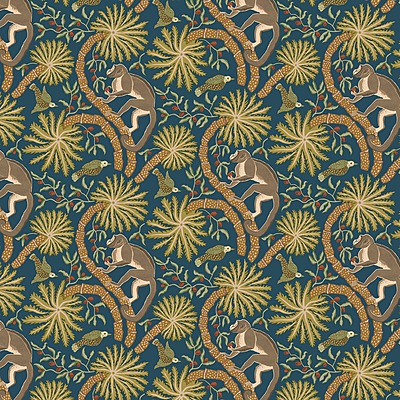 Simia - Petrol - Wallpaper