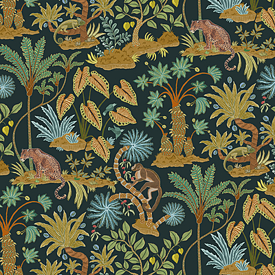 Paradisum - Navy - Wallpaper