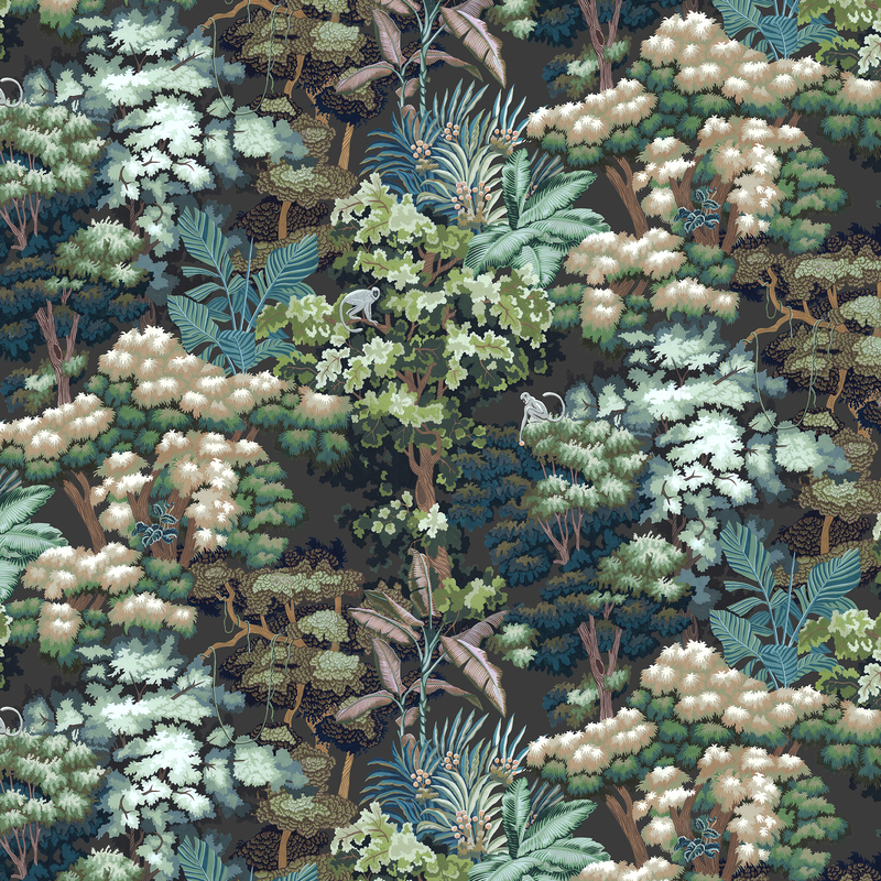 Monkey Canopia - Dark Green - Wallpaper Monkey Canopia - Dark Green - Wallpaper