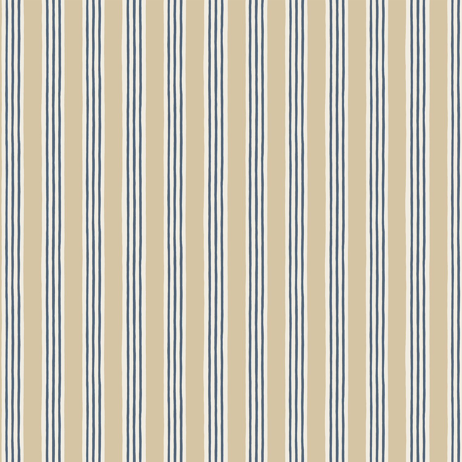 Kemble Stripe - Chute Blue, Shell and Cliffwell Stone - Wallpaper