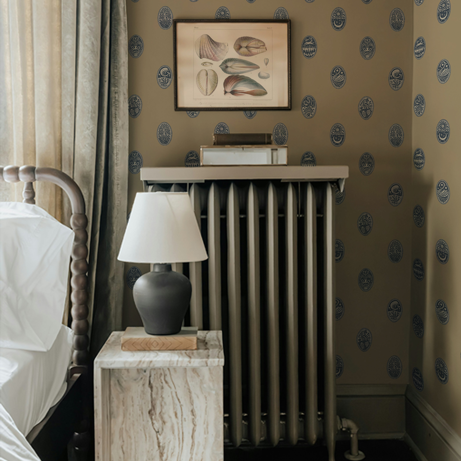 Linear Cameos - Shell, Churt Blue and Cliffwell Stone - Wallpaper