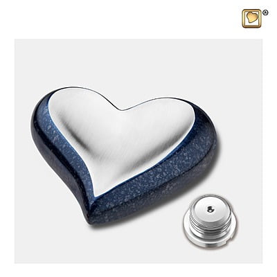 Mini Urn Hart Indigo Met Zilver Mini Urn Hart Indigo Met Zilver