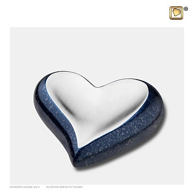 Mini Urn Hart Indigo Met Zilver Mini Urn Hart Indigo Met Zilver