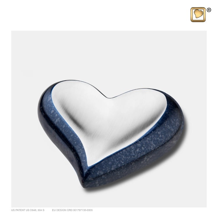 Mini Urn Hart Indigo Met Zilver Mini Urn Hart Indigo Met Zilver