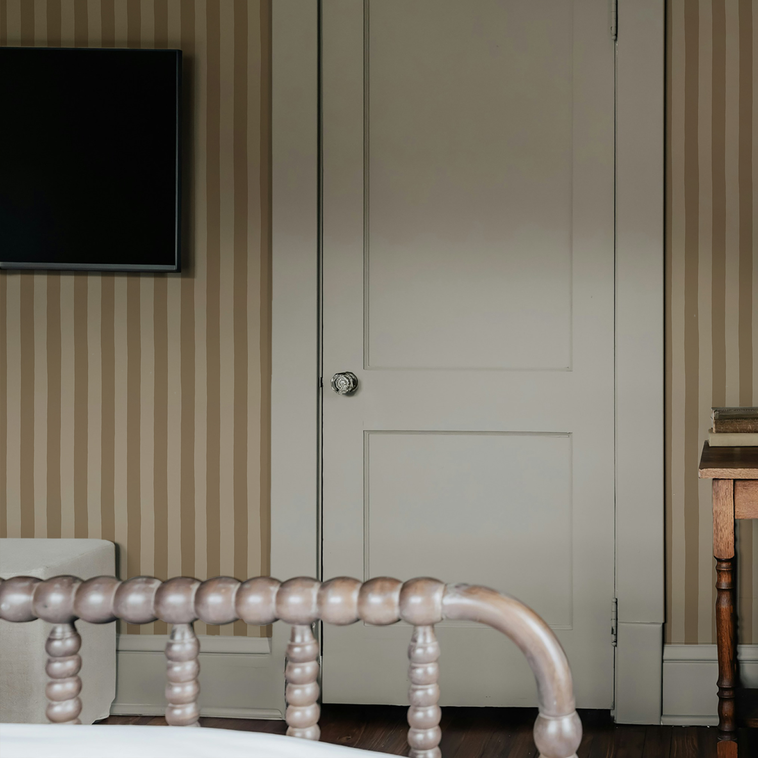 Medium Hand Painted Stripe - Strand and Seventh Dove - Wallpaper