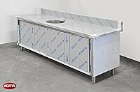 122 Tavolo acciaio inox L=2300mm porte scorrevoli una vasca 122 Tavolo acciaio inox L=2300mm porte scorrevoli una vasca