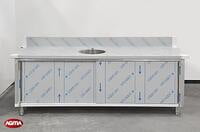 122 Tavolo acciaio inox L=2300mm porte scorrevoli una vasca 122 Tavolo acciaio inox L=2300mm porte scorrevoli una vasca