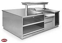 944 - Isola inox per blocco cottura e preparazione 2440x1400x900mm 944 - Isola inox per blocco cottura e preparazione 2440x1400x900mm