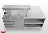 944 - Isola inox per blocco cottura e preparazione 2440x1400x900mm 944 - Isola inox per blocco cottura e preparazione 2440x1400x900mm