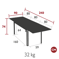Costa Ext Table 160/240x90