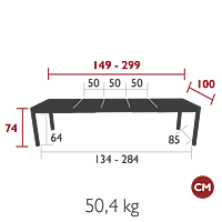 Ribambelle XL Table 3 Ext 149/299x100