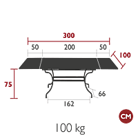 Romane Table w Extensions 200/300x100