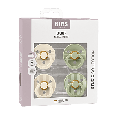 Bibs Pacifier Studio 4 pack Latex S2 Pin Ivory Vanilla Mix / Pin Sage Mix