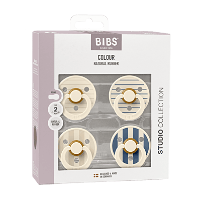 Bibs Pacifier Studio 4 pack Latex S2 Pin Ivory Vanilla Mix / Pin Ivory Steel Blue Mix