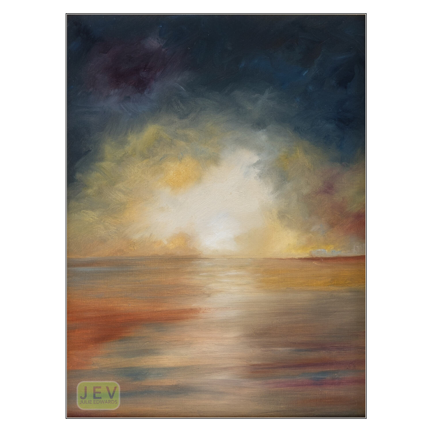 Sunset with Pier - Oils on MDF Panel Sunset with Pier - Oils on MDF Panel