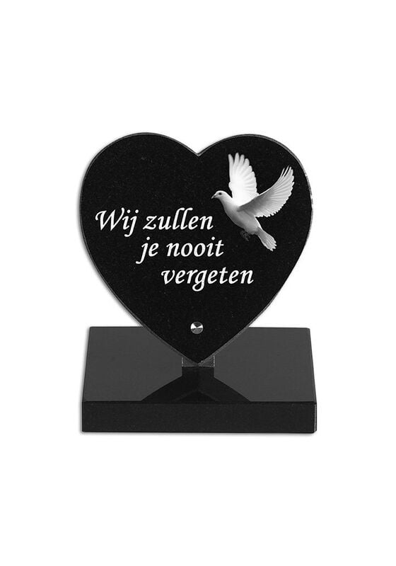 Granieten gedenksteentje in de vorm van een hartje