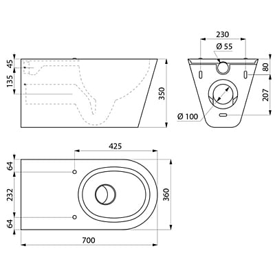 Delabie pie sienas piekarināms 700 S tualetes pods invalīdiem Delabie pie sienas piekarināms 700 S tualetes pods invalīdiem