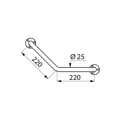 Delabie ECO angled grab bar 135°, white, 220 x 220mm Delabie ECO angled grab bar 135°, white, 220 x 220mm