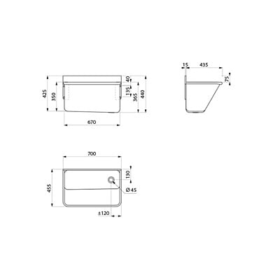 Delabie Surgical scrub up trough with low splashback Delabie Surgical scrub up trough with low splashback