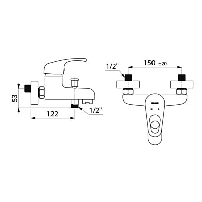 Delabie Wall-mtd shower-bath mixer Delabie Wall-mtd shower-bath mixer