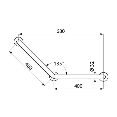 DELABIE leņķveida nerūsējošā tērauda satvērēja stienis 135°, satīns, 400 x 400 mm DELABIE leņķveida nerūsējošā tērauda satvērēja stienis 135°, satīns, 400 x 400 mm