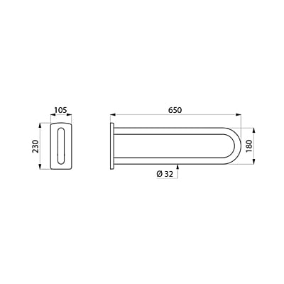 Delabie White NylonClean anti-bacterial Nylon fixed support rail, L. 650mm Delabie White NylonClean anti-bacterial Nylon fixed support rail, L. 650mm