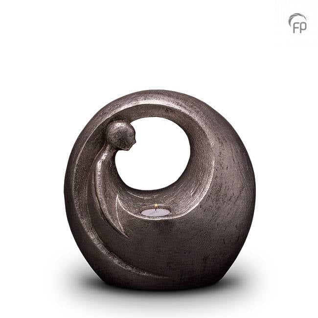 Keramische urn zilver Eenzaam Keramische urn zilver Eenzaam