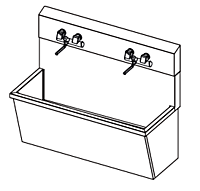 N062 - lavabo chirurgico temporizzato 2 post. dim. 1300x580x1090 mm N062 - lavabo chirurgico temporizzato 2 post. dim. 1300x580x1090 mm
