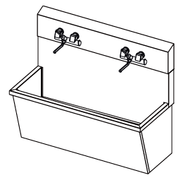N062 - lavabo chirurgico temporizzato 2 post. dim. 1300x580x1090 mm N062 - lavabo chirurgico temporizzato 2 post. dim. 1300x580x1090 mm